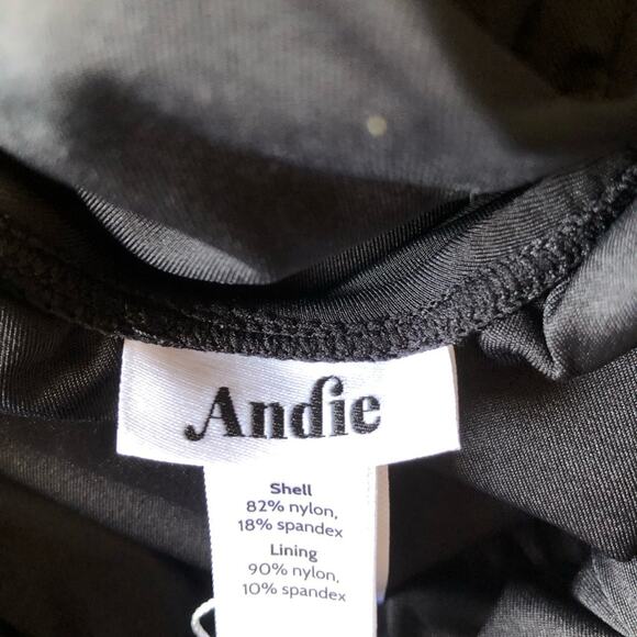 Andie NWT The Bali Flattering Neckline One Piece Swimsuit Black Small Tall - Picture 9 of 15